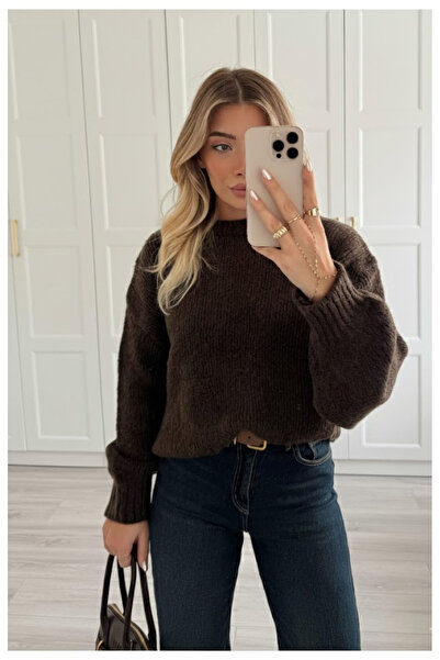 My Blog Brauner Langarm-Pullover mit dickem Relax-Schnitt - 251091