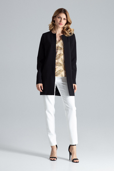 Figl Elegant women's black coat with long sleeves M551 size L