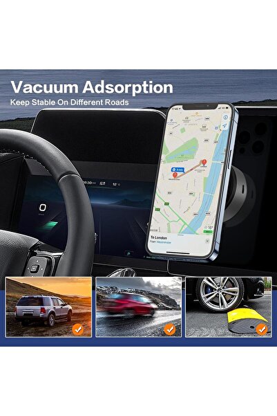 AutoFamily Magnetic Car Phone Holder - 360° Adjustable Dashboard Mount, Strong Lock Base (AF12 Black)