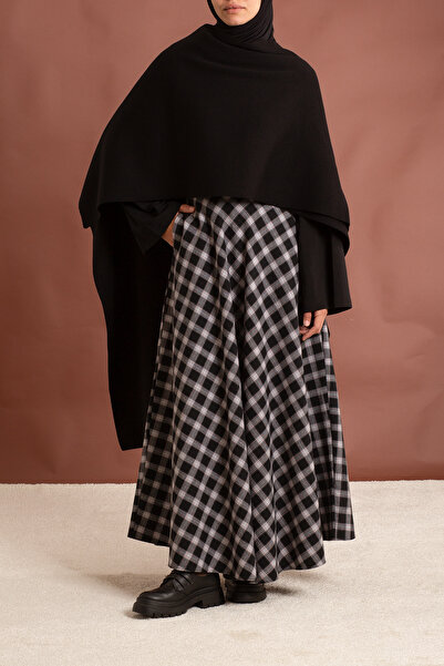 Lemaye Φούστα με καρό σχέδιο από βαμβακερό ύφασμα - Μαύρο