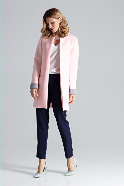 Figl Palton elegant de damă roz M366 mărimea XL