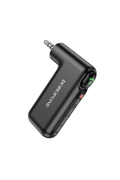 Borofone Adaptor audio Bluetooth 5.0, mufă de 3,5 mm, baterie de 150 mAh, microfon încorporat, negru