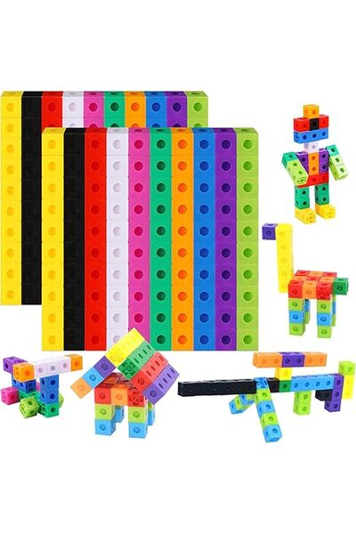 Arabest 200 قطعة من مكعبات الرياضيات سهلة التوصيل والعد، مناسبة لتعلم الرياضيات والبناء في المراحل المبكرة