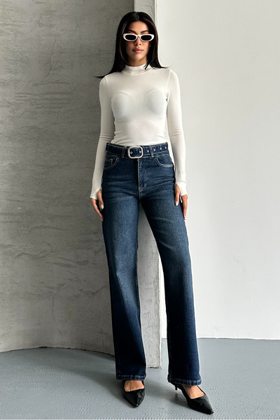 macharel jeans D74 Широкі джинси з поясом Palazzo