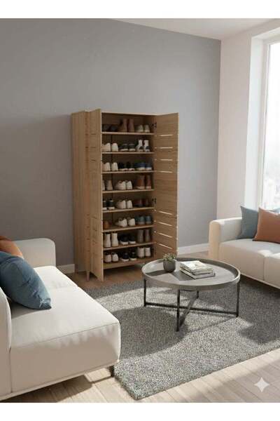 Generic Wooden shoe Cabinet 2 door, colour Netural. Size 170cm*80cm