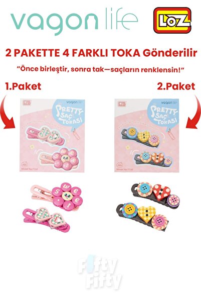 Vagonlife 4-Piece Hair Clip Set, Assemble First, Then Attach (2 Packs of 4 Pieces Will Be Sent) Building Block Clip Set Ff