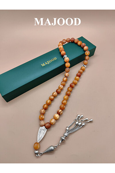 MAJOOD 45 سبحة صلاة من خشب العنبر الطبيعي بالكامل/ تسبيح/ 10 مم/ للرجال والنس...