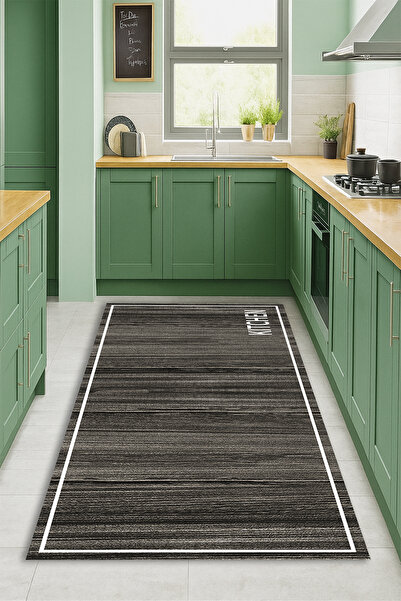 Kessy Home Studio Kitchen Yazılı Mutfak Halısı Dijital Baskı Kaymaz Taban Hal...