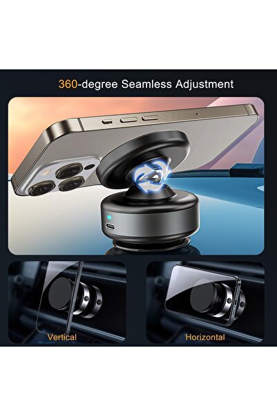 AutoFamily Magnetic Car Phone Holder | 360° Adjustable Dashboard Mount (AF10 - Silver)