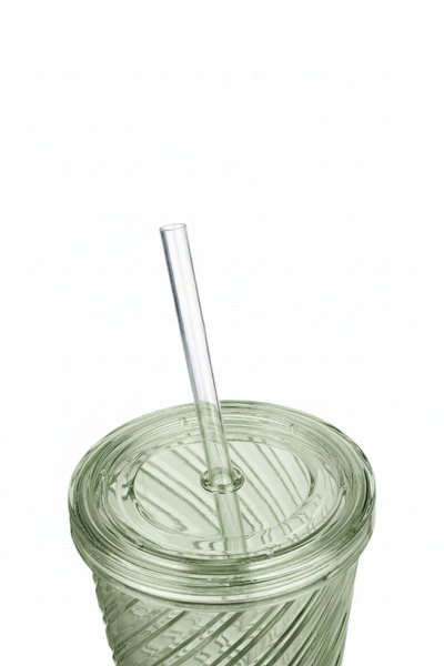 ELDİPA 600 ml Twister Patterned Cold Drink Cup Non-Bending Tumbler with Straw Coffee Smoothie Detox Cup