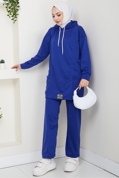 Bestenur Double Pocket Hooded Double Suit 1663 - Indigo