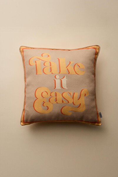 Vanilla Home Take It Easy Printed Piped Detail Throw Pillow Cover
