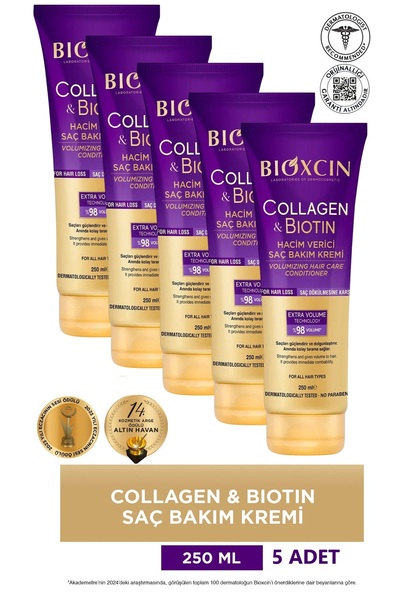 Bioxcin Collagen & Biotin Extra Volume Conditioner 5X250 ml - Collagen Biotin Thin Sparse Hair