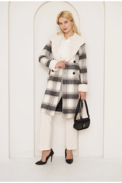 ZENGEZUR MALL Lvsqvr Fur Plaid Coat (115952) (Size: 36)