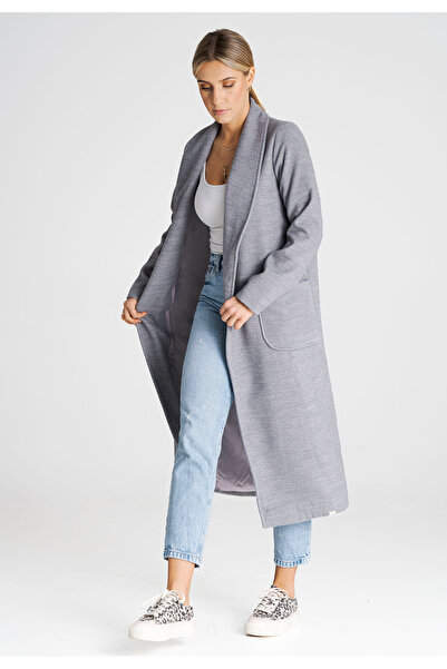 Figl Women's belted coat, gray M991, size M