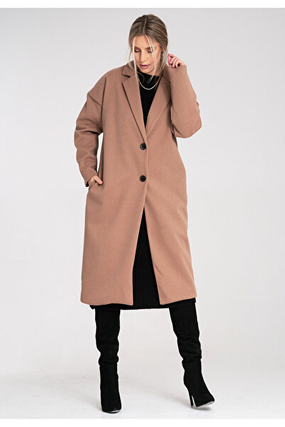 Figl Elegant striped coat for women - Winter coat for women - Beige coat M1111 r. Universal