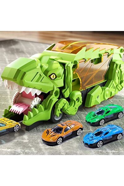 woopie Dino Truck Playset – 12 Cars, Foldable Race Tracks & Carry Case for Kids
