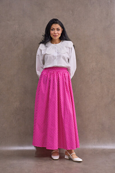 KÜÇÜĞÜM BUTİK Fusta din poplin cu buline fucsia