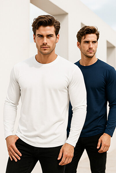 Rich Men's Black-White-Navy Blue 3-Pack Basic Long Sleeve Athlete Bodysuit