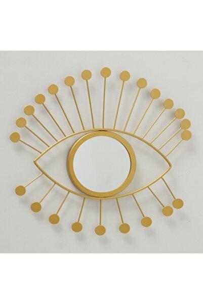 OEM Oglindă decorativă de perete în formă de ochi, metalică, 50 cm, aurie