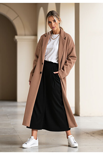 Figl Elegant striped coat for women - Winter coat for women - Beige coat M1111 r. Universal