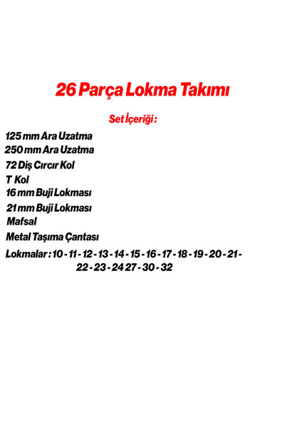 Badem10 Socket Set 1/2” Cr-V Steel 26 Pieces Professional Repair Maintenance Socket Wrench Bit Multi-Purpose Set