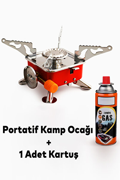 NZB Mini Portatif Kamp Ocağı Taşınabilir Tek Gözlü Kırmızı Renk Kartuşlu Many...