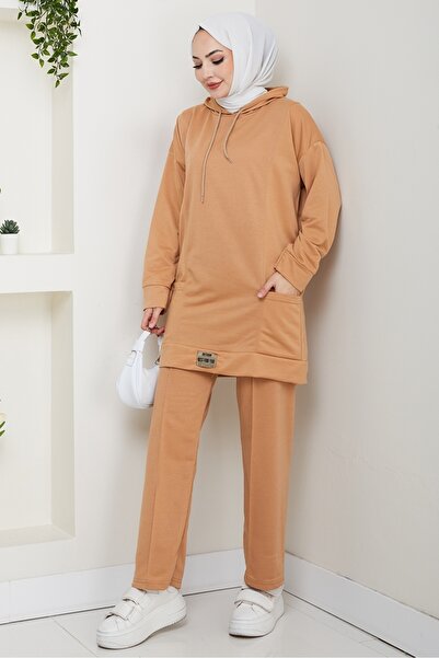 Bestenur Double Pocket Hooded Double Suit 1663 - Mink