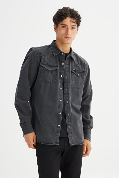 Lee %100 Pamuk Regular Fit Normal Kesim Klasik Yaka Cepli Denim Gömlek