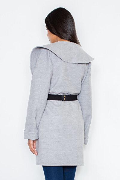Figl Elegant women's coat with gray belt M407 size XL