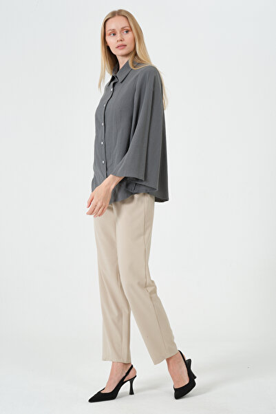 RELAXL Loose Fit up to 10XL 100% Cotton Women's Shirt Dark Gray