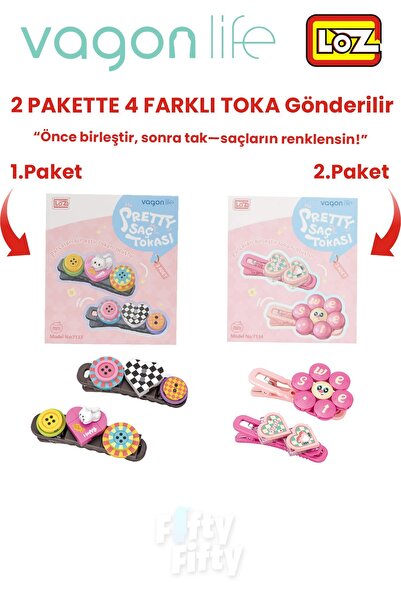 Vagonlife 4-Piece Hair Clip Set, Assemble First, Then Attach (2 Packs of 4 Pieces Will Be Sent) Building Block Clip Set Ff
