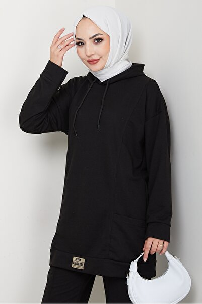 Bestenur Double Pocket Hooded Double Suit 1663 - Black