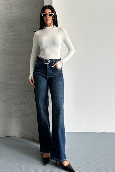 macharel jeans D74 Широкі джинси з поясом Palazzo