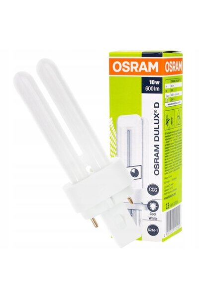 Osram fluorescent bulb, G24d-1, T45, 10W, 600 lm, 4000K, Neutral white