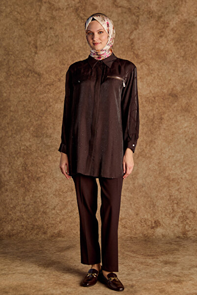 Setrms Desenli İlik Düğme Kapamalı Tunik