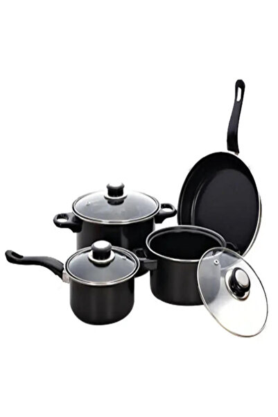 ROVERIM Set of 13 pots with heat-resistant glass lids and utensils, non-stick frying pan