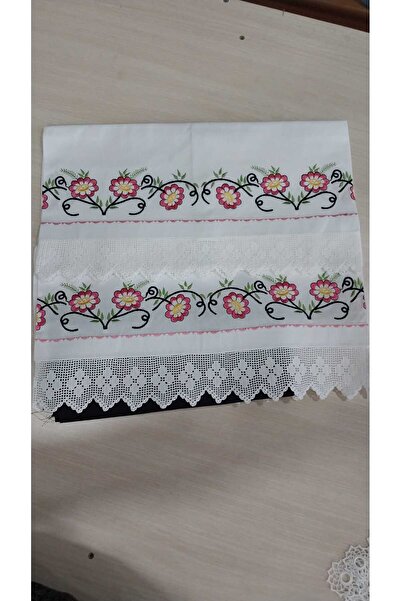 Papatyam 2 Pillows/70*45/ Knitted from Cotton Yarn with Lace/Machine Work/Vintage/Dowry/