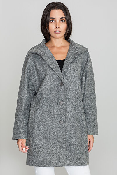 Figl Elegant gray coat for women, for autumn and winter, M589, size S