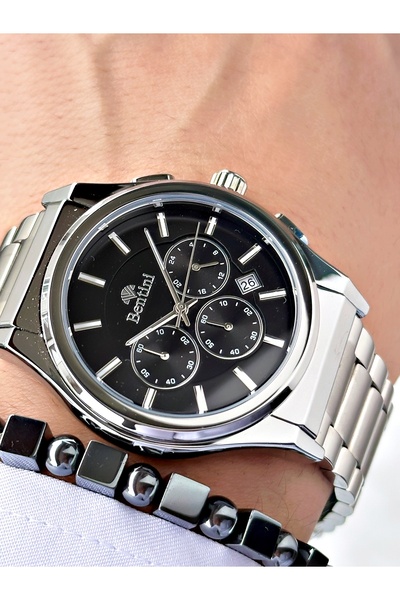 Bentini Men's Wrist Watch – Functional, Steel Band, Waterproof, 2-Year Warranty