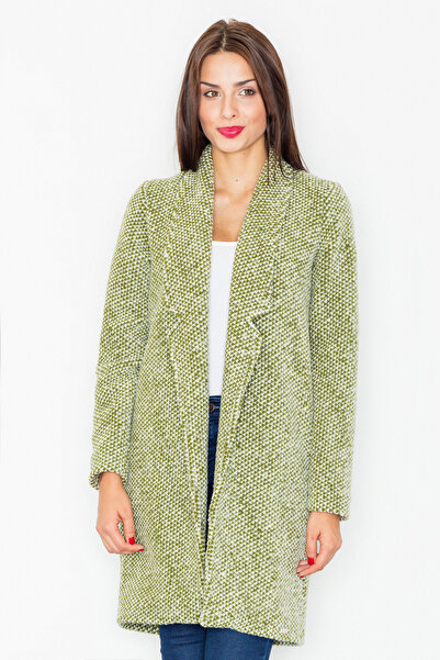 Figl Elegant women's coat, olive color, made of knitted material M527, size S