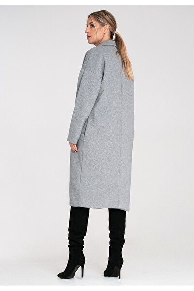 Figl Elegant striped coat for women - Winter coat for women - Gray coat M1111 r. Universal