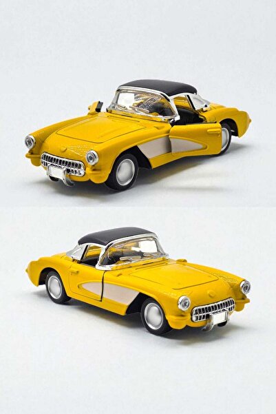Fidan oyuncak Klasik Chevrolet Corvette Metal Çek Bırak Oyuncak Model Araba ( Sarı )