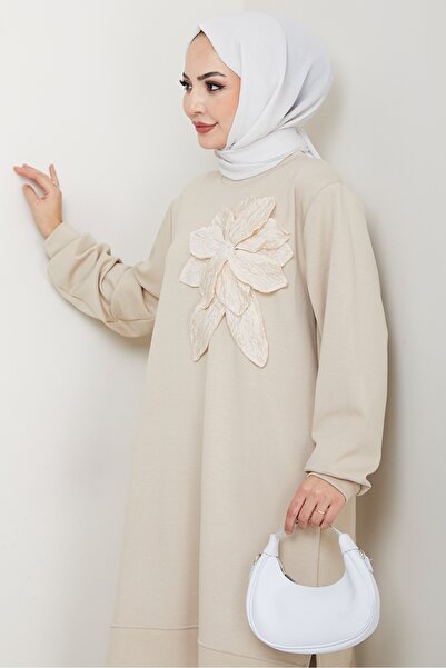 Bestenur Σετ δύο τεμαχίων με λεπτομέρεια λουλουδιών 1662 - Μπεζ