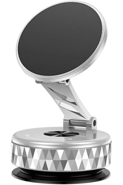 AutoFamily حامل هاتف مغناطيسي للسيارة - حامل لوحة القيادة قابل للتعديل بزاوية 360 درجة، قاعدة قفل قوية (AF6 فضي)