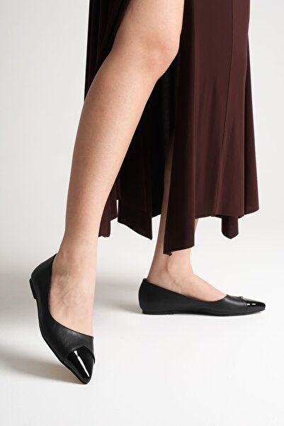 MARCHEO Margaret Women's Black Patent Leather Ballerina Shoes