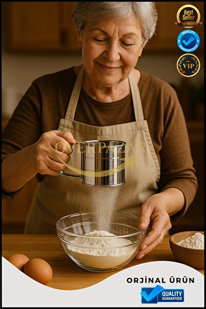 Overbazaar Stainless Steel Flour Sifter – One-Handed Operation – Fine Wire Sieve – Practical and Quick Sifting