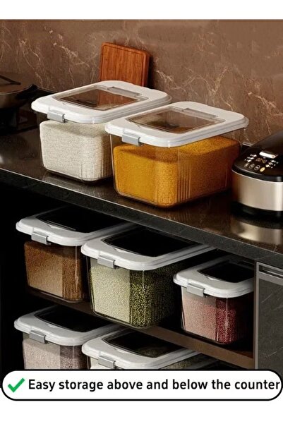 Generic 20L Rice Storage Container Rice Bucket Dispenser with Measuring Cup (35×26.5×20cm) Blue