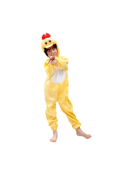 Toybox Kids Duck Costume Jumpsuit with Hood, Animal Fancy Dress for Kids Party Outfit, Size XL(8-10 Years)
