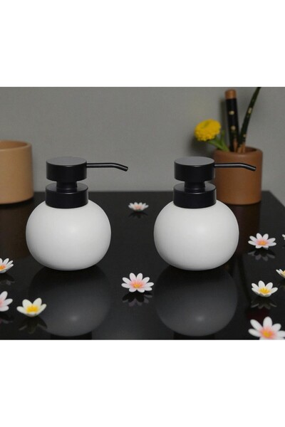 Kitchen Damys موزع صابون سائل من البورسلين، حامل منظفات، موزع صابون سائل أبيض...